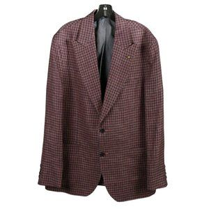 Jack Victor Men's Plum Navy Hounds Tooth Blazer Size 44R